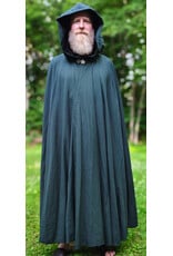 Cloakmakers.com 6068-Washable Lightweight Forest Green Wool Cloak w/ Black Velvet Hood Lining & Silver Tone Clasp