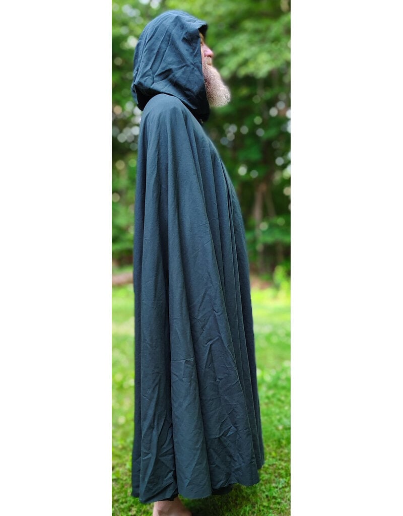 Cloakmakers.com 6068-Washable Lightweight Forest Green Wool Cloak w/ Black Velvet Hood Lining & Silver Tone Clasp