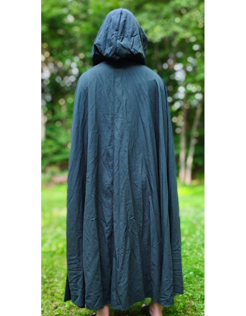 Cloakmakers.com 6068-Washable Lightweight Forest Green Wool Cloak w/ Black Velvet Hood Lining & Silver Tone Clasp