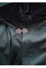 Cloakmakers.com 6068-Washable Lightweight Forest Green Wool Cloak w/ Black Velvet Hood Lining & Silver Tone Clasp