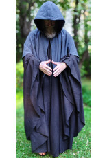 Cloakmakers.com 6069-Washable Dual Layer Blue & Charcoal Wool Blend Mantel Cloak w/ Black Velvet Hood Lining & Pockets