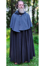 Cloakmakers.com 6069-Washable Dual Layer Blue & Charcoal Wool Blend Mantel Cloak w/ Black Velvet Hood Lining & Pockets