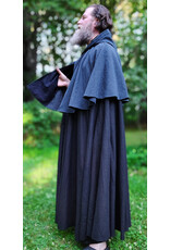 Cloakmakers.com 6069-Washable Dual Layer Blue & Charcoal Wool Blend Mantel Cloak w/ Black Velvet Hood Lining & Pockets