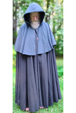 Cloakmakers.com 6069-Washable Dual Layer Blue & Charcoal Wool Blend Mantel Cloak w/ Black Velvet Hood Lining & Pockets
