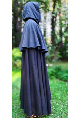 Cloakmakers.com 6069-Washable Dual Layer Blue & Charcoal Wool Blend Mantel Cloak w/ Black Velvet Hood Lining & Pockets