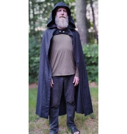 Cloakmakers.com 6070-Washable Open Front Charcoal Wool Blend Cloak w/ Dual Button Closure