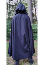 Cloakmakers.com 6070-Washable Open Front Charcoal Wool Blend Cloak w/ Dual Button Closure