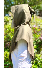 Cloakmakers.com H581-Washable Green Wool-Blend Viking Hood w/ Dragon Embroidery