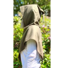 Cloakmakers.com H581-Washable Green Wool-Blend Viking Hood w/ Dragon Embroidery