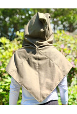 Cloakmakers.com H581-Washable Green Wool-Blend Viking Hood w/ Dragon Embroidery