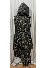 Cloakmakers.com J925-Black and Gold Brocade Hooded Vest w/Pockets