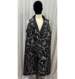 Cloakmakers.com J926-Silver and Black Brocade Hooded Vest w/Pockets