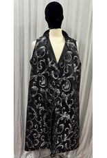 Cloakmakers.com J926-Silver and Black Brocade Collared Vest w/Pockets