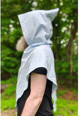 Cloakmakers.com H582-Washable Light Blue Cotton Viking Hood w/Bird Embroidery