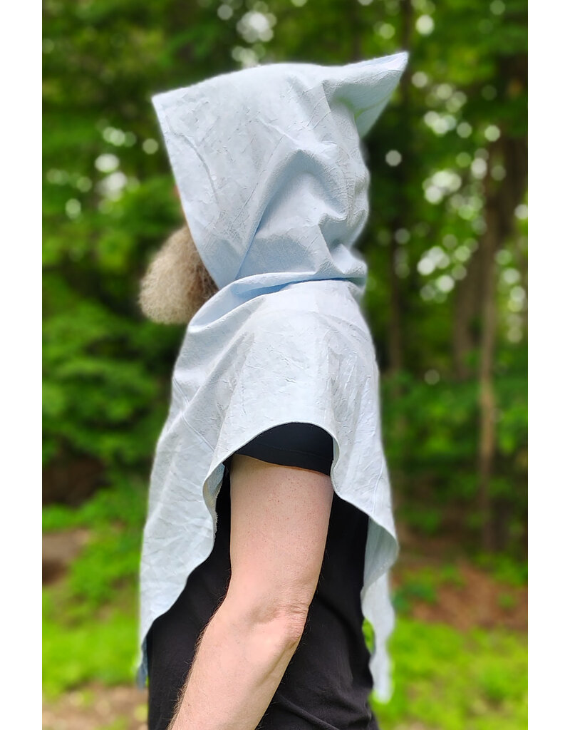 Cloakmakers.com H582-Washable Light Blue Cotton Viking Hood w/Bird Embroidery