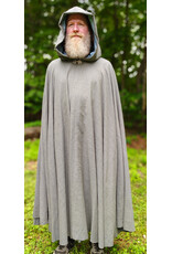 Cloakmakers.com 6071-Washshable Lightweight Blueish Grey Wool Blend Cloak w/ Ocean Blue Velvet Hood Lining & Silver Tone Clasp