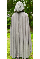Cloakmakers.com 6071-Washshable Lightweight Blueish Grey Wool Blend Cloak w/ Ocean Blue Velvet Hood Lining & Silver Tone Clasp