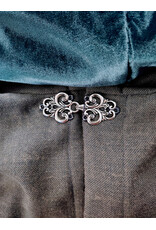Cloakmakers.com 6071-Washshable Lightweight Blueish Grey Wool Blend Cloak w/ Ocean Blue Velvet Hood Lining & Silver Tone Clasp
