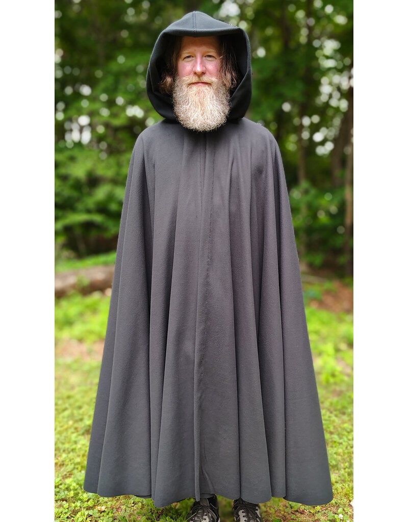 Cloakmakers.com 6072-Washable Almost Black Windpro Fleece Cloak w/ Silver Tone Clasp