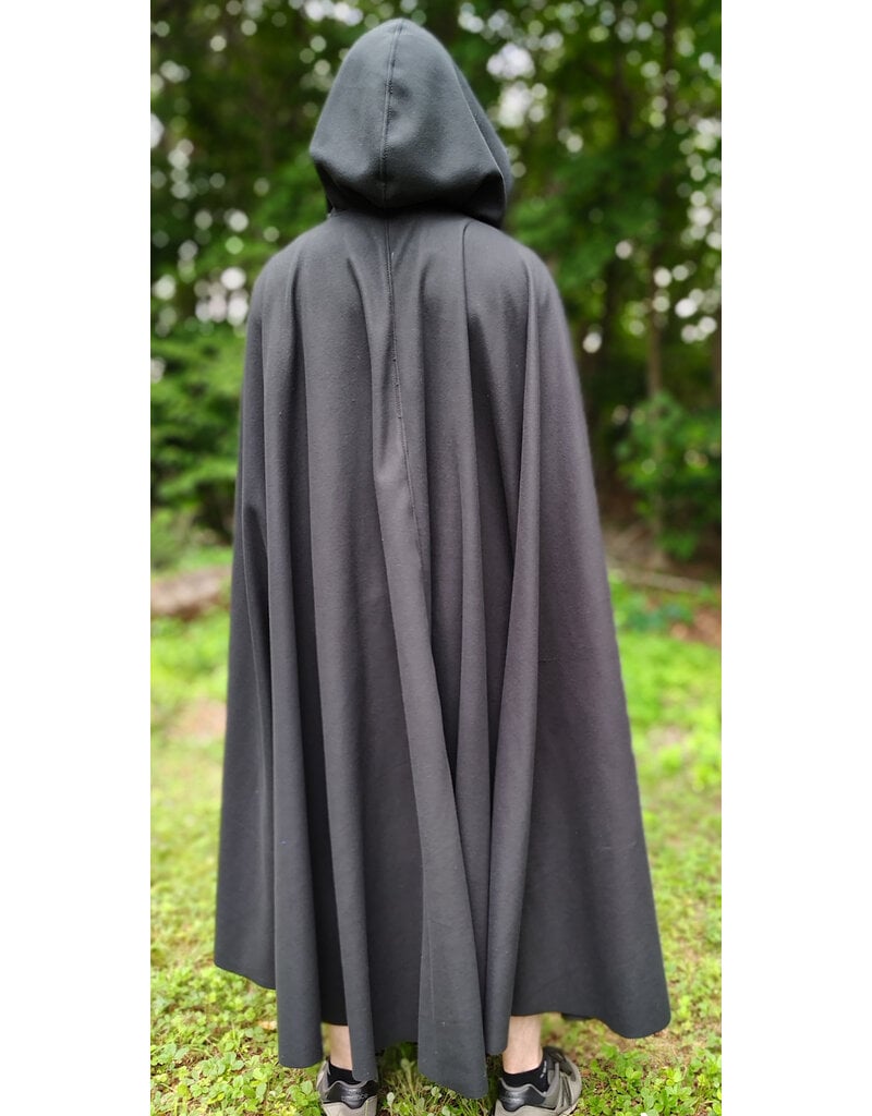 Cloakmakers.com 6072-Washable Almost Black Windpro Fleece Cloak w/ Silver Tone Clasp