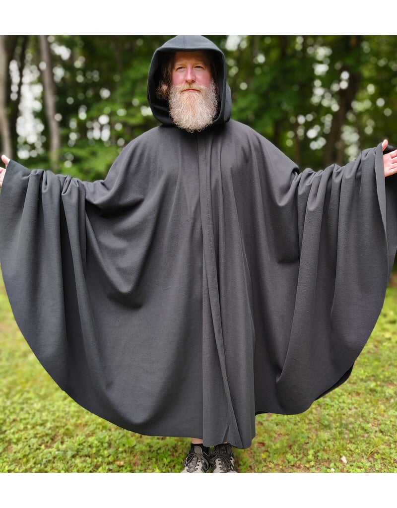 Cloakmakers.com 6072-Washable Almost Black Windpro Fleece Cloak w/ Silver Tone Clasp
