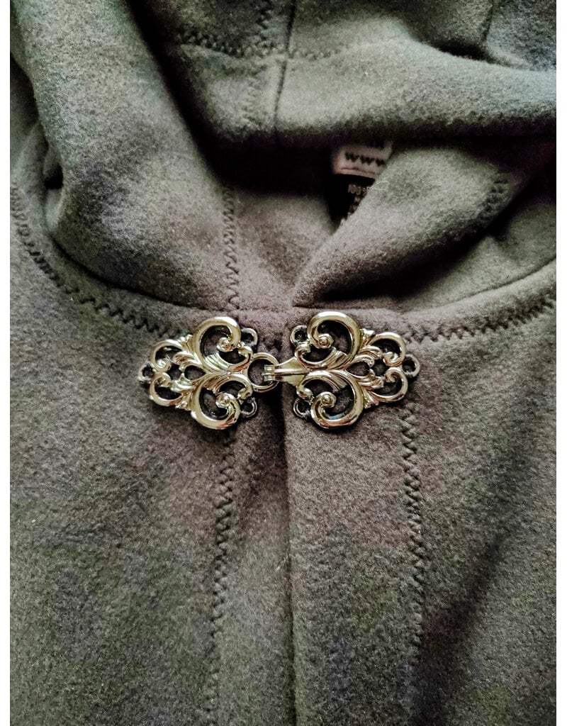 Cloakmakers.com 6072-Washable Almost Black Windpro Fleece Cloak w/ Silver Tone Clasp