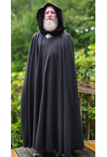 Cloakmakers.com 6074-Washable Charcoal Grey Wool Blend Cloak w/ Olive Green Moleskin Hood Lining & Celtic Triquetra Knot Clasp