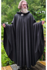 Cloakmakers.com 6074-Washable Charcoal Grey Wool Blend Cloak w/ Olive Green Moleskin Hood Lining & Celtic Triquetra Knot Clasp