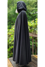 Cloakmakers.com 6074-Washable Charcoal Grey Wool Blend Cloak w/ Olive Green Moleskin Hood Lining & Celtic Triquetra Knot Clasp