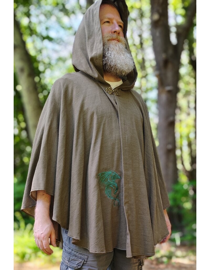 Cloakmakers.com 5794-Washable Lightweight Short Ranger Cloak w/ Green Dragon Embroidery