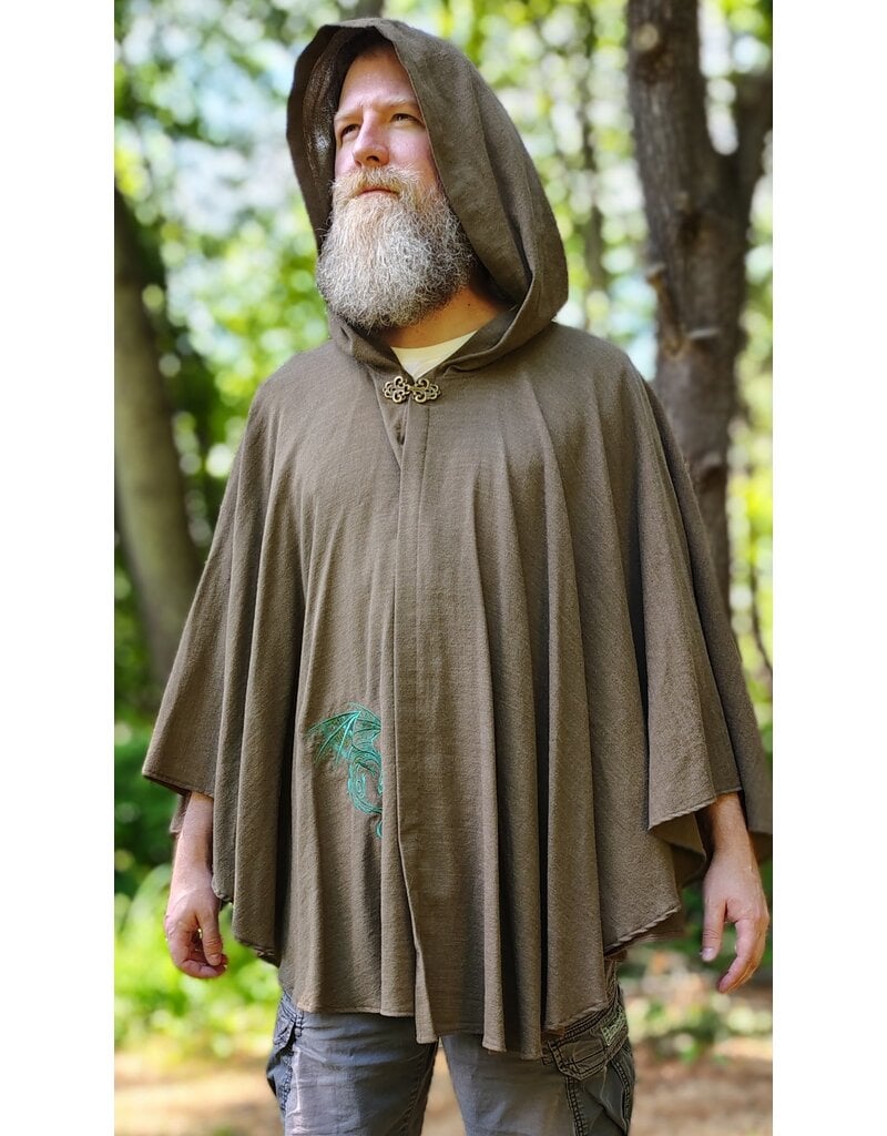Cloakmakers.com 5794-Washable Lightweight Short Ranger Cloak w/ Green Dragon Embroidery