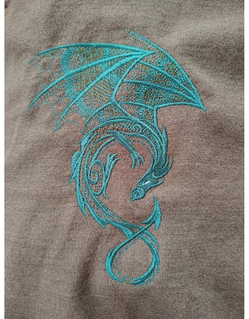Cloakmakers.com 5794-Washable Lightweight Short Ranger Cloak w/ Green Dragon Embroidery
