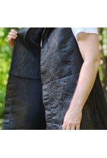 Cloakmakers.com J927-Washable Black Paisley Long Vest w/ Black Velvet Hood Lining & Four Pockets