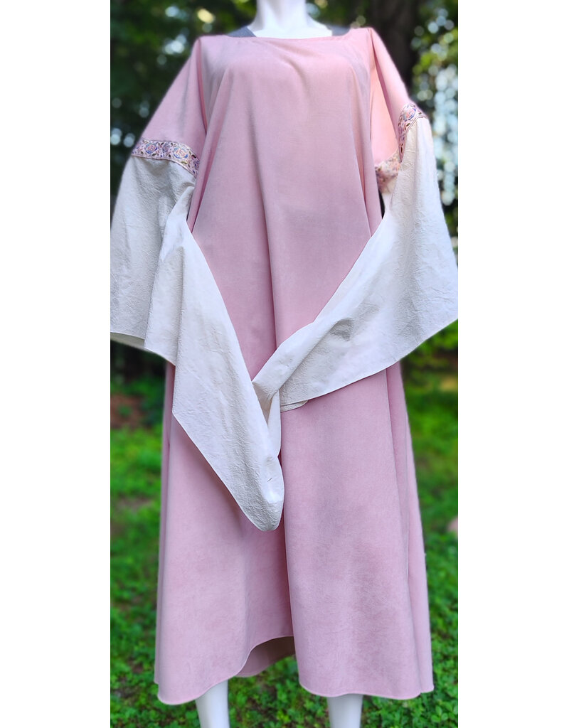 Cloakmakers.com G1200-Washable Light Pink Faux Wool Gown w/ White Cotton Drop Sleeves & Pockets