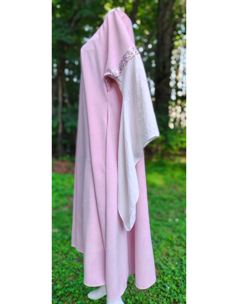 Cloakmakers.com G1200-Washable Light Pink Faux Wool Gown w/ White Cotton Drop Sleeves & Pockets