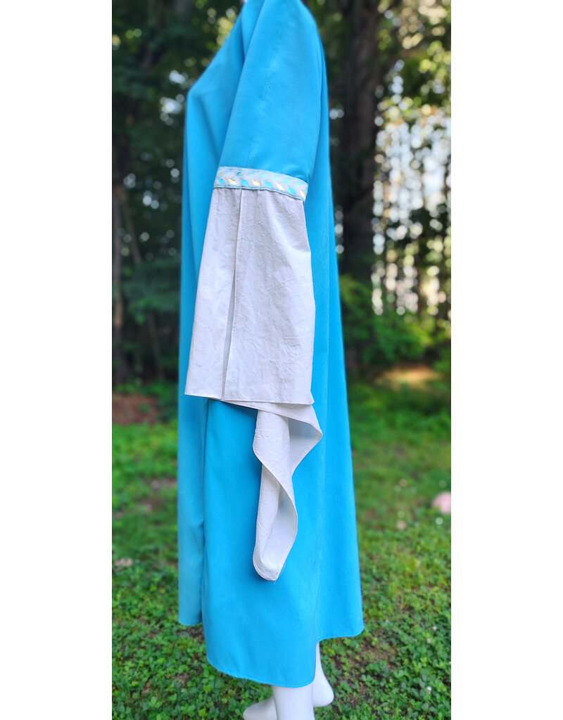 Cloakmakers.com G1201-Washable Blue Faux Wool Gown w/ White Cotton Sleeves & Two Pockets