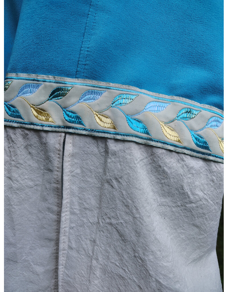Cloakmakers.com G1201-Washable Blue Faux Wool Gown w/ White Cotton Sleeves & Two Pockets