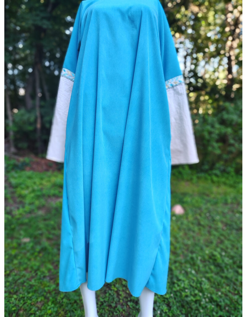 Cloakmakers.com G1201-Washable Blue Faux Wool Gown w/ White Cotton Sleeves & Two Pockets