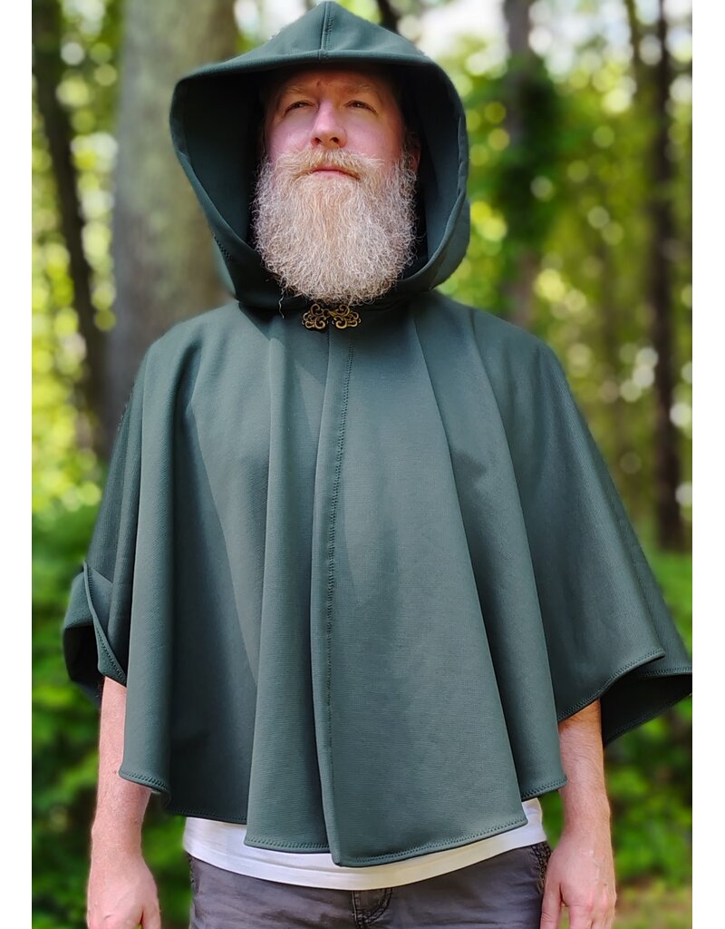 Cloakmakers.com 6077-Washable Hard Face Forest Green Fleece Cloak w/ Rain Resistance