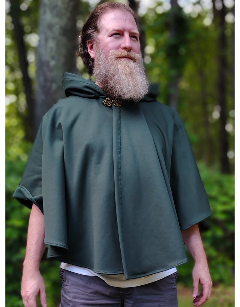 Cloakmakers.com 6077-Washable Hard Face Forest Green Fleece Cloak w/ Rain Resistance
