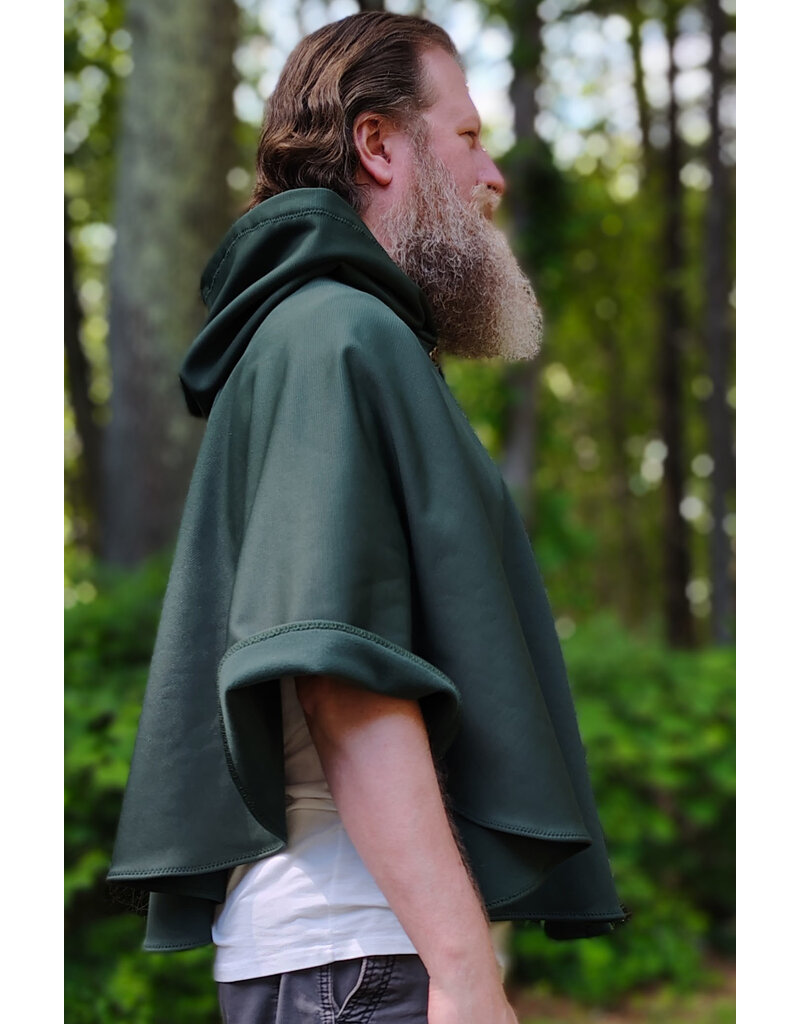 Cloakmakers.com 6077-Washable Hard Face Forest Green Fleece Cloak w/ Rain Resistance