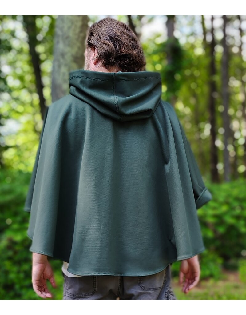 Cloakmakers.com 6077-Washable Hard Face Forest Green Fleece Cloak w/ Rain Resistance