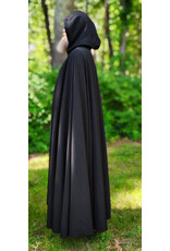 Cloakmakers.com 6078-Washable Black Wool Blend Cloak w/ Blue Velvet Hood Lining & Silver Tone Clasp