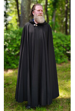Cloakmakers.com 6078-Washable Black Wool Blend Cloak w/ Blue Velvet Hood Lining & Silver Tone Clasp