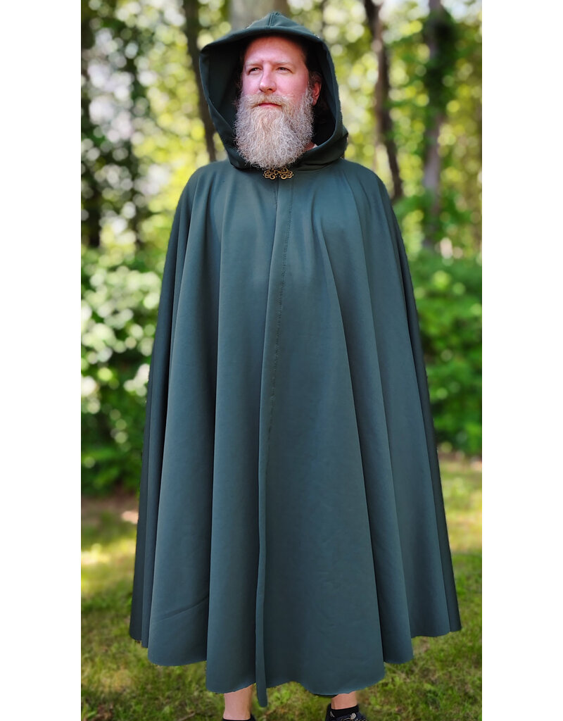 Cloakmakers.com 6079-Washable Long Forest Green Hard Face Fleece Cloak w/ Rain Resistance