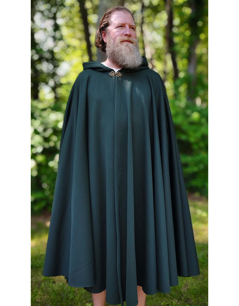 Cloakmakers.com 6079-Washable Long Forest Green Hard Face Fleece Cloak w/ Rain Resistance