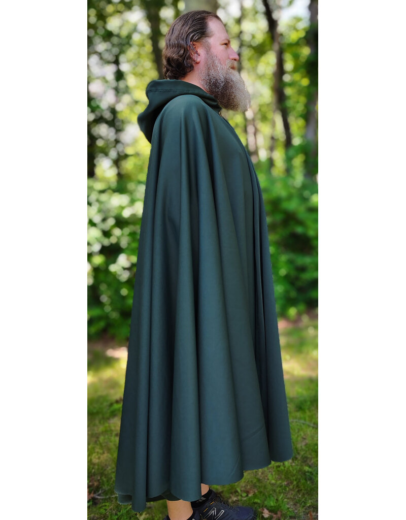 Cloakmakers.com 6079-Washable Long Forest Green Hard Face Fleece Cloak w/ Rain Resistance