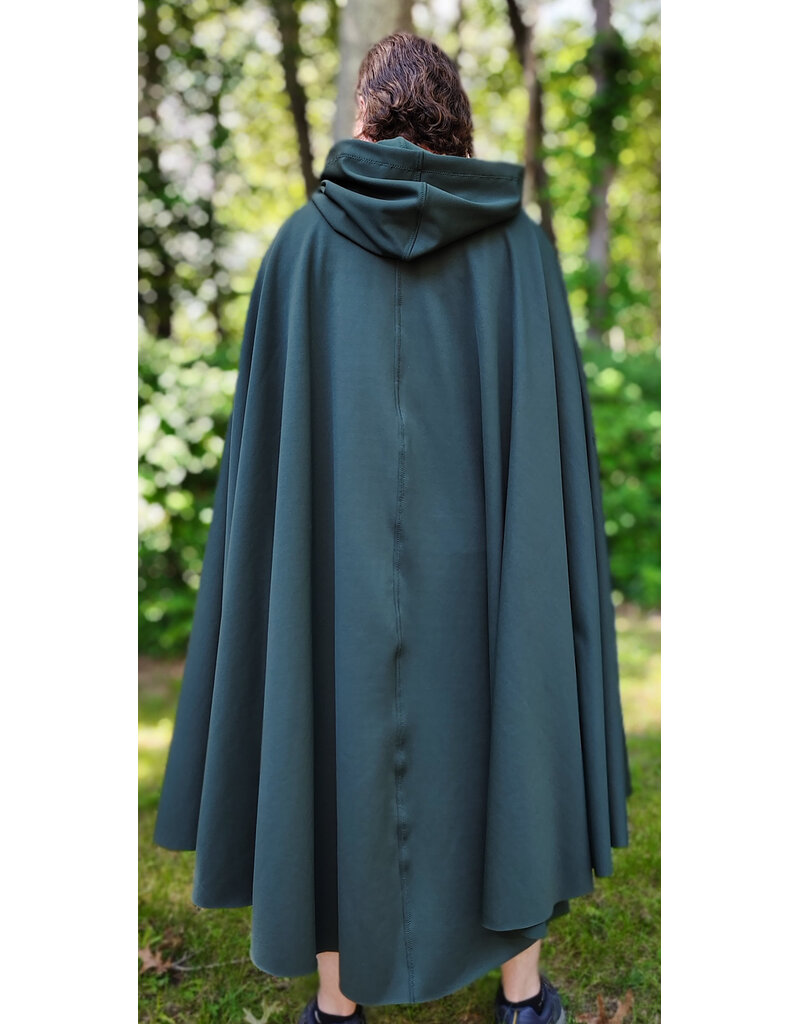 Cloakmakers.com 6079-Washable Long Forest Green Hard Face Fleece Cloak w/ Rain Resistance