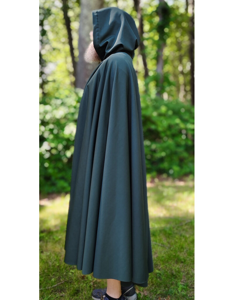 Cloakmakers.com 6079-Washable Long Forest Green Hard Face Fleece Cloak w/ Rain Resistance