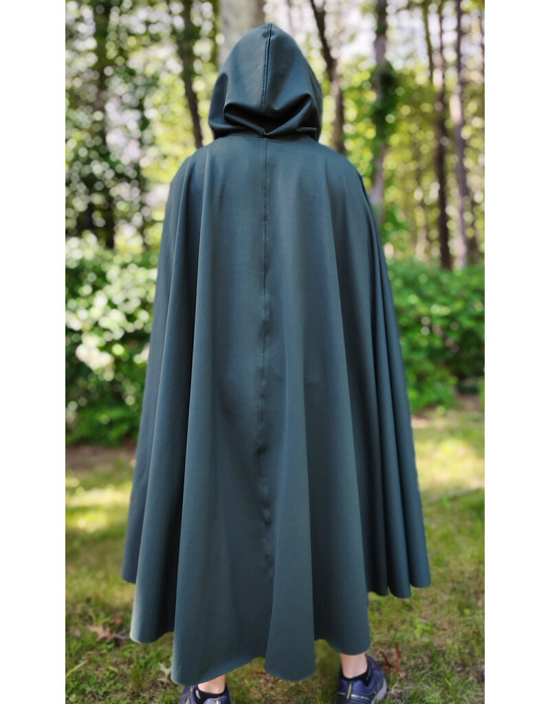 Cloakmakers.com 6079-Washable Long Forest Green Hard Face Fleece Cloak w/ Rain Resistance